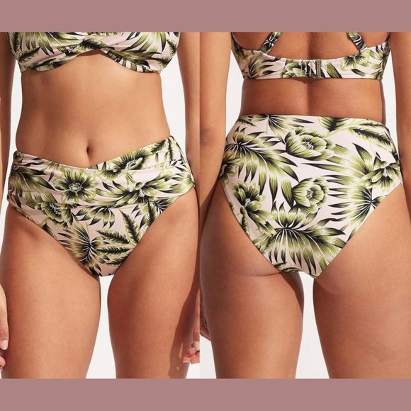 NWT$110 Seafolly [‎ 12 US ] Island in the Sun High Waist Wrap Bikini Bottom - Picture 1 of 12